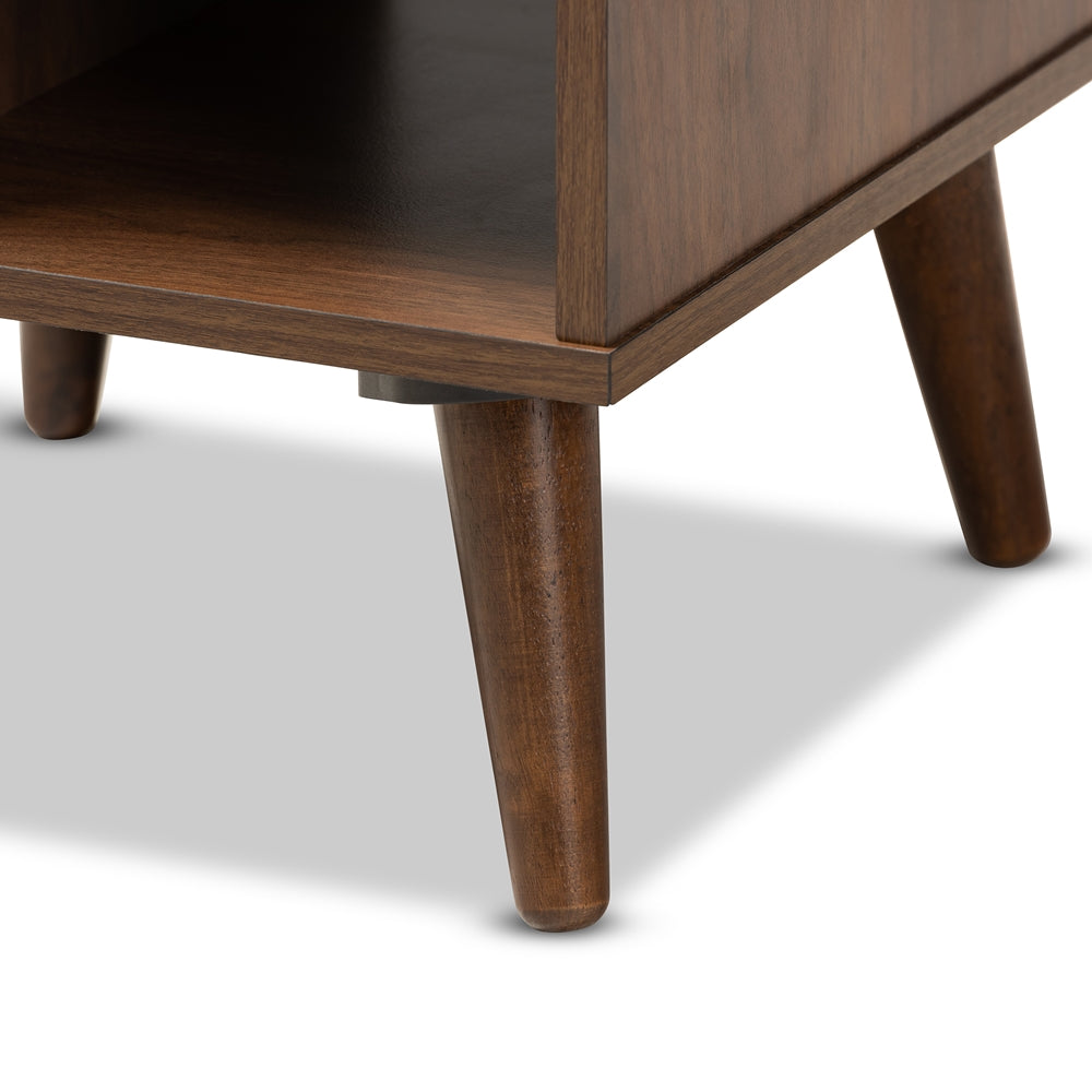 Sami Mid-Century Modern Walnut Finished Wood End Table