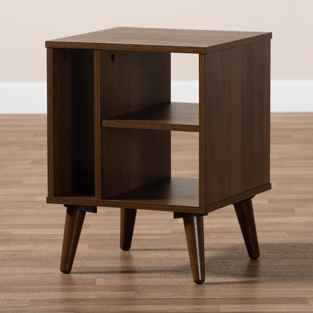 Sami Mid-Century Modern Walnut Finished Wood End Table