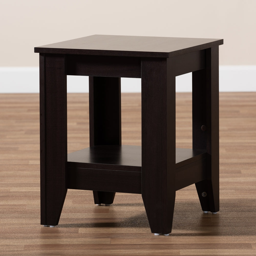 Audra Modern and Contemporary Dark Brown Finished Wood End Table