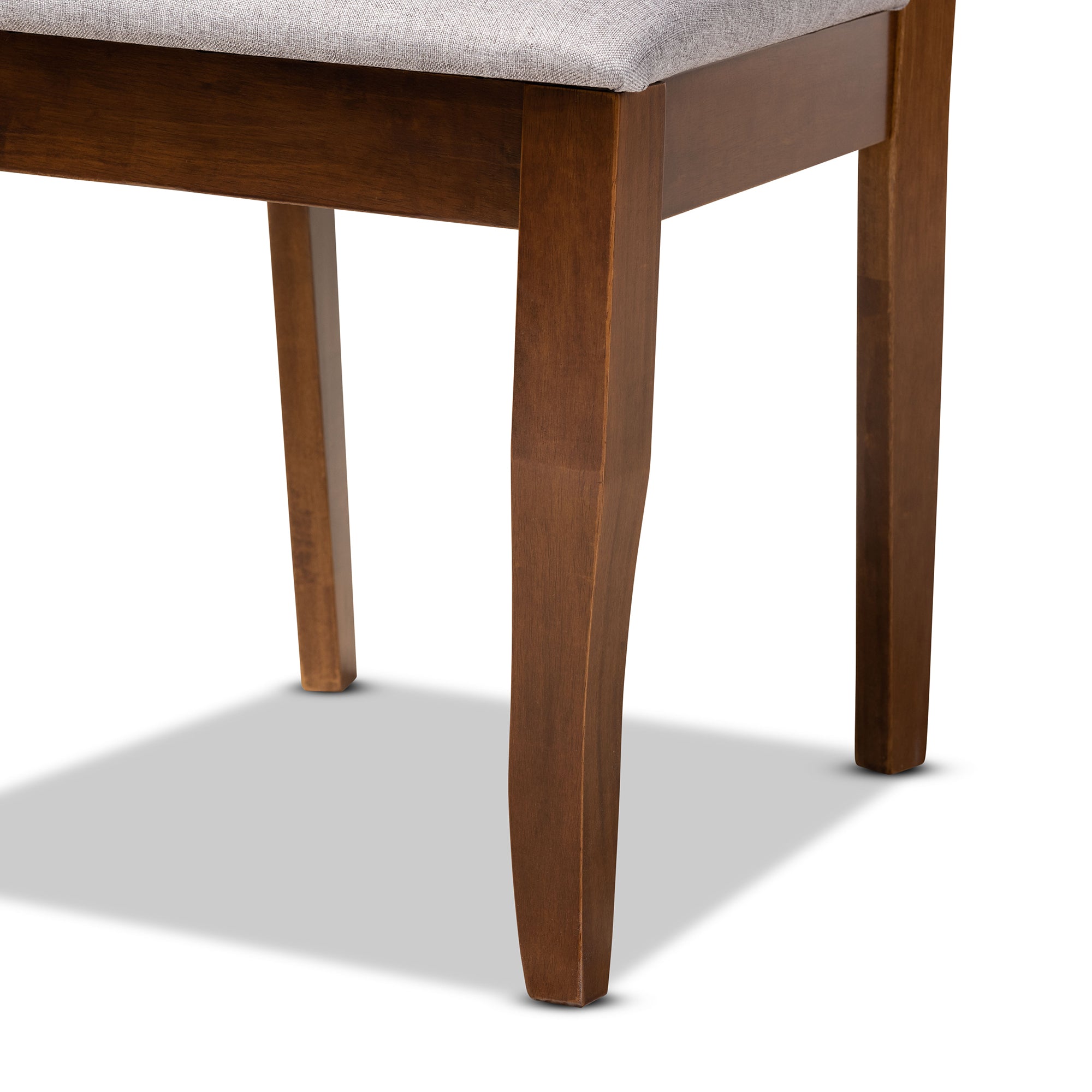 Adara Modern and Contemporary Grey Fabric Upholstered and Walnut Brown Finished Wood 5-Piece Dining Set