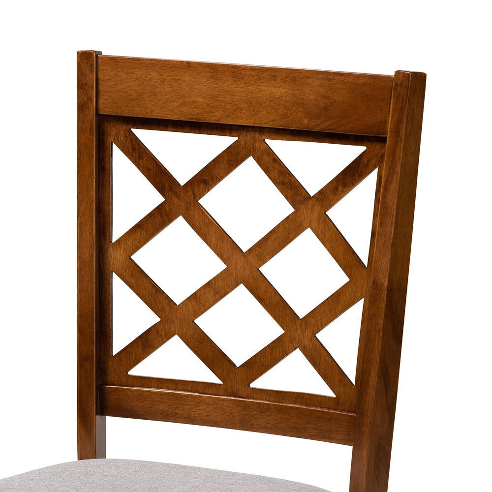 Andor Modern and Contemporary Grey Fabric Upholstered and Walnut Brown Finished Wood 6-Piece Dining Set