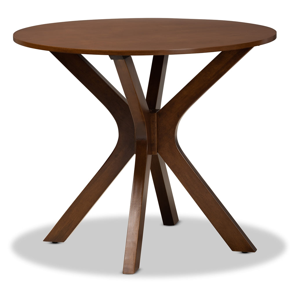 Elena Modern and Contemporary Grey Fabric Upholstered and Walnut Brown Finished Wood 5-Piece Dining Set