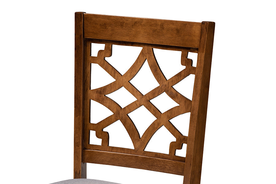 Elena Modern and Contemporary Grey Fabric Upholstered and Walnut Brown Finished Wood 5-Piece Dining Set