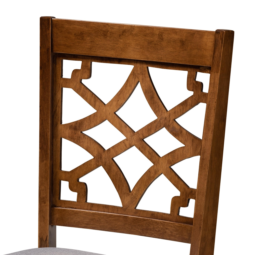 Sandra Modern and Contemporary Grey Fabric Upholstered and Walnut Brown Finished Wood 5-Piece Dining Set