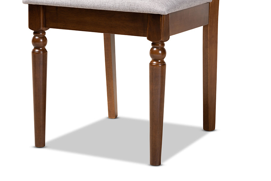 Lylah Modern and Contemporary Grey Fabric Upholstered and Walnut Brown Finished Wood 4-Piece Dining Chair Set