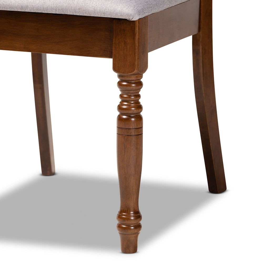 Jessie Modern and Contemporary Grey Fabric Upholstered and Walnut Brown Finished Wood 5-Piece Dining Set