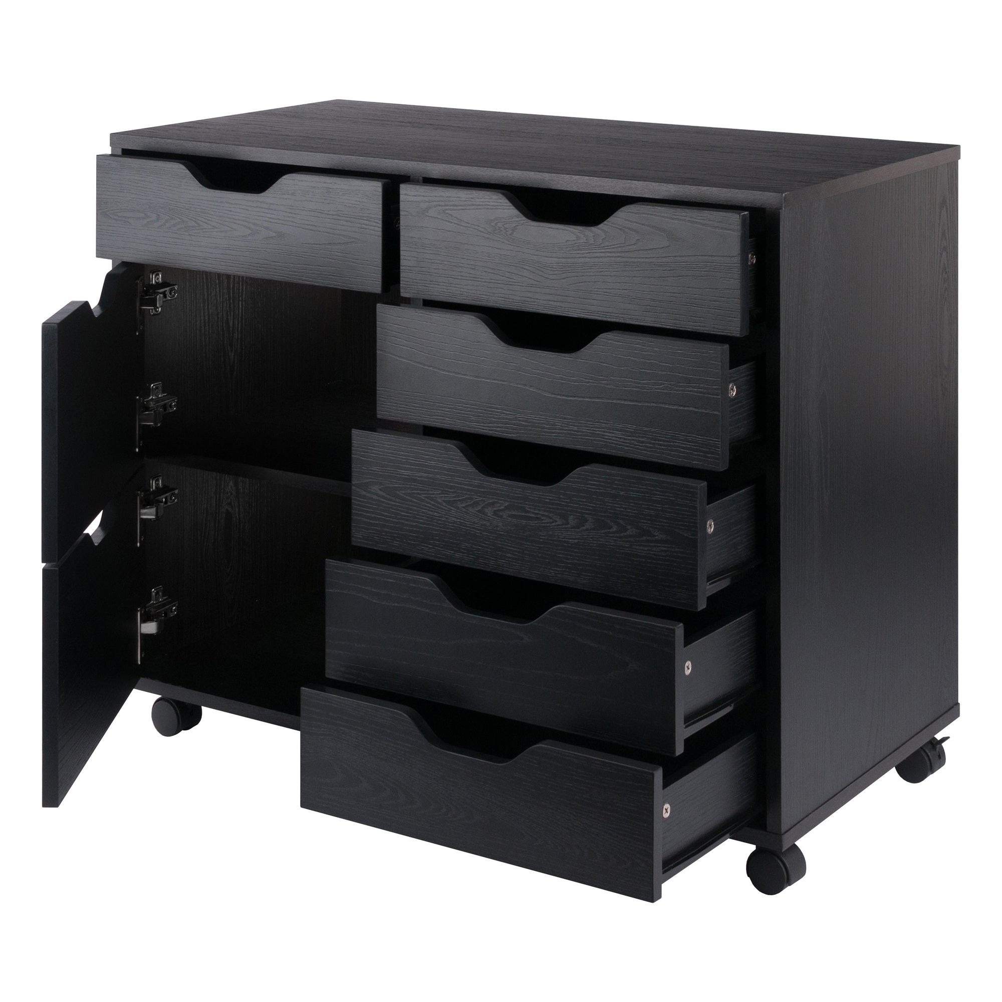 Halifax 6-Drawer Multi-Storage Mobile Cabinet, Black