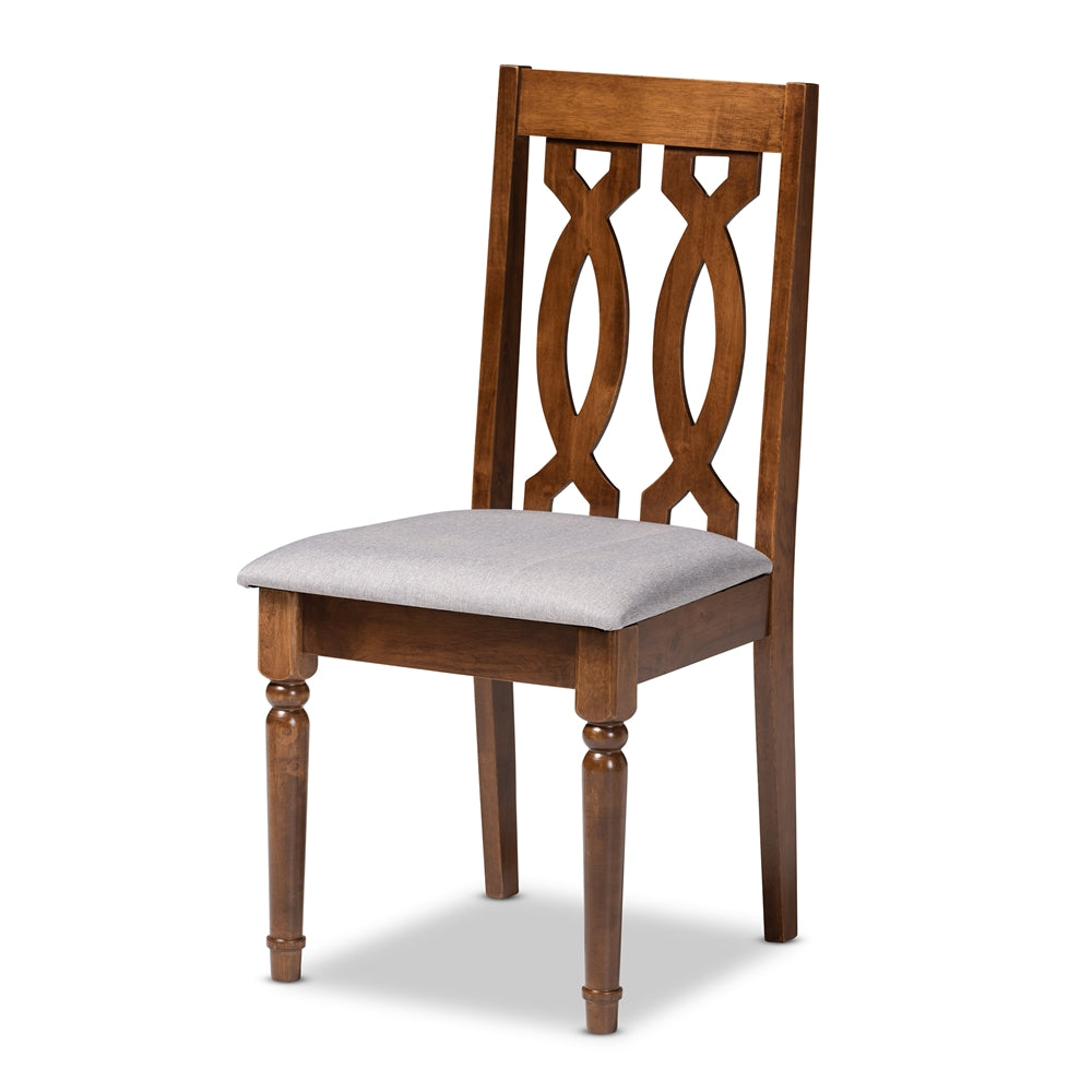Kasia Modern and Contemporary Grey Fabric Upholstered and Walnut Brown Finished Wood 5-Piece Dining Set