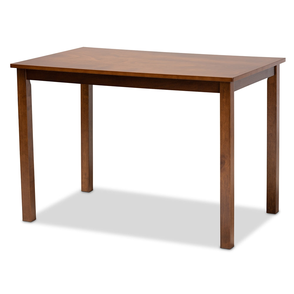 Kasia Modern and Contemporary Grey Fabric Upholstered and Walnut Brown Finished Wood 5-Piece Dining Set