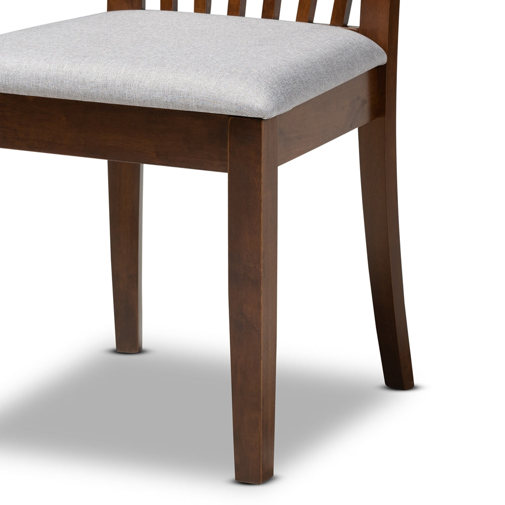 Minette Modern and Contemporary Grey Fabric Upholstered and Walnut Brown Finished Wood 6-Piece Dining Set