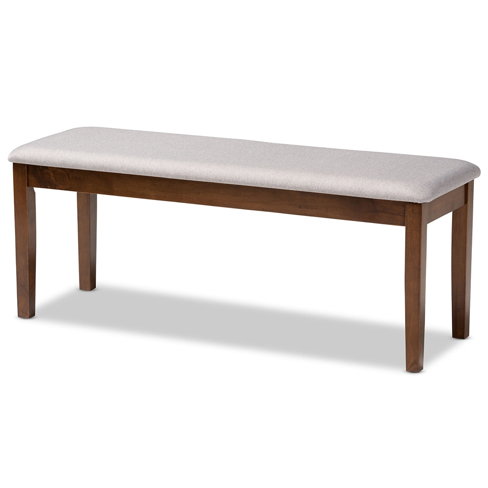Gustavo Modern and Contemporary Grey Fabric Upholstered and Walnut Brown Finished Wood 6-Piece Dining Set