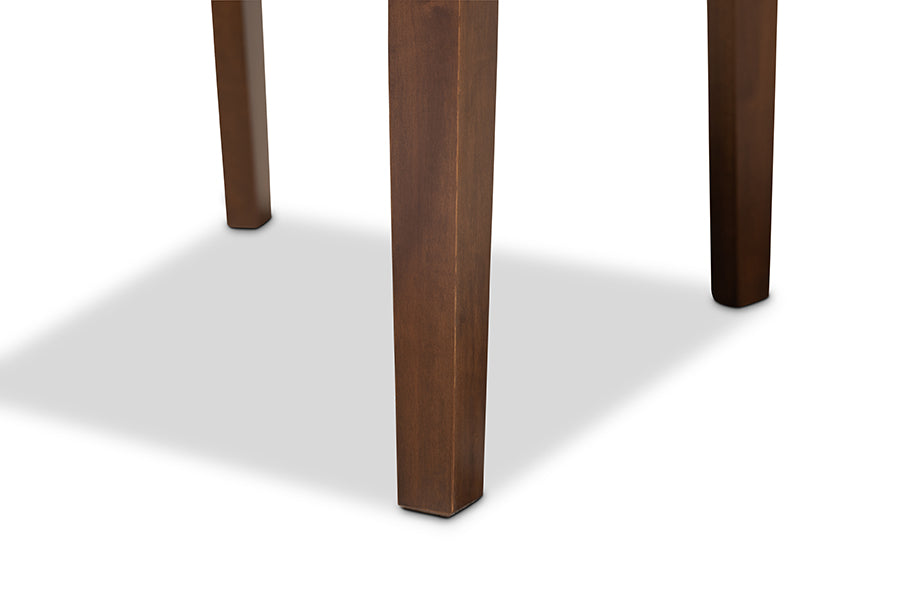 Caron Modern and Contemporary Grey Fabric Upholstered Walnut Brown Finished 4-Piece Wood Dining Chair Set Set