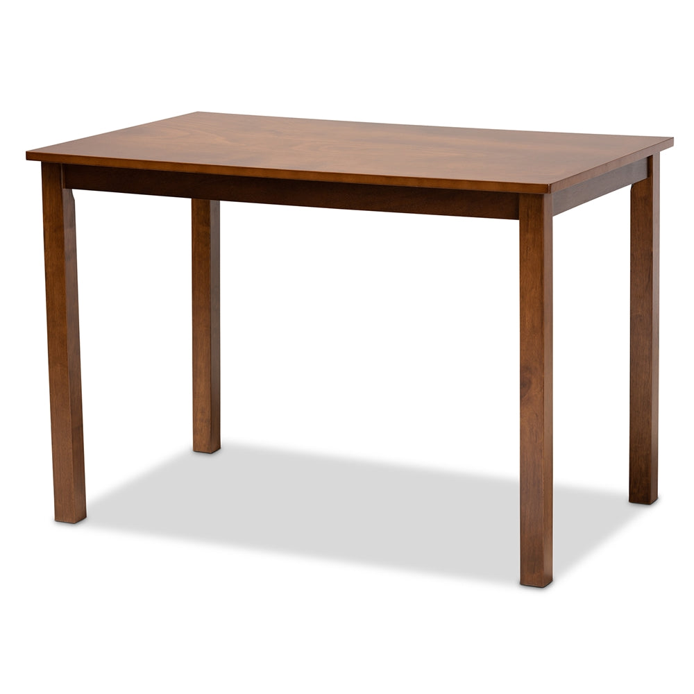 Caron Modern and Contemporary Grey Fabric Upholstered Walnut Brown Finished Wood 5-Piece Dining Set