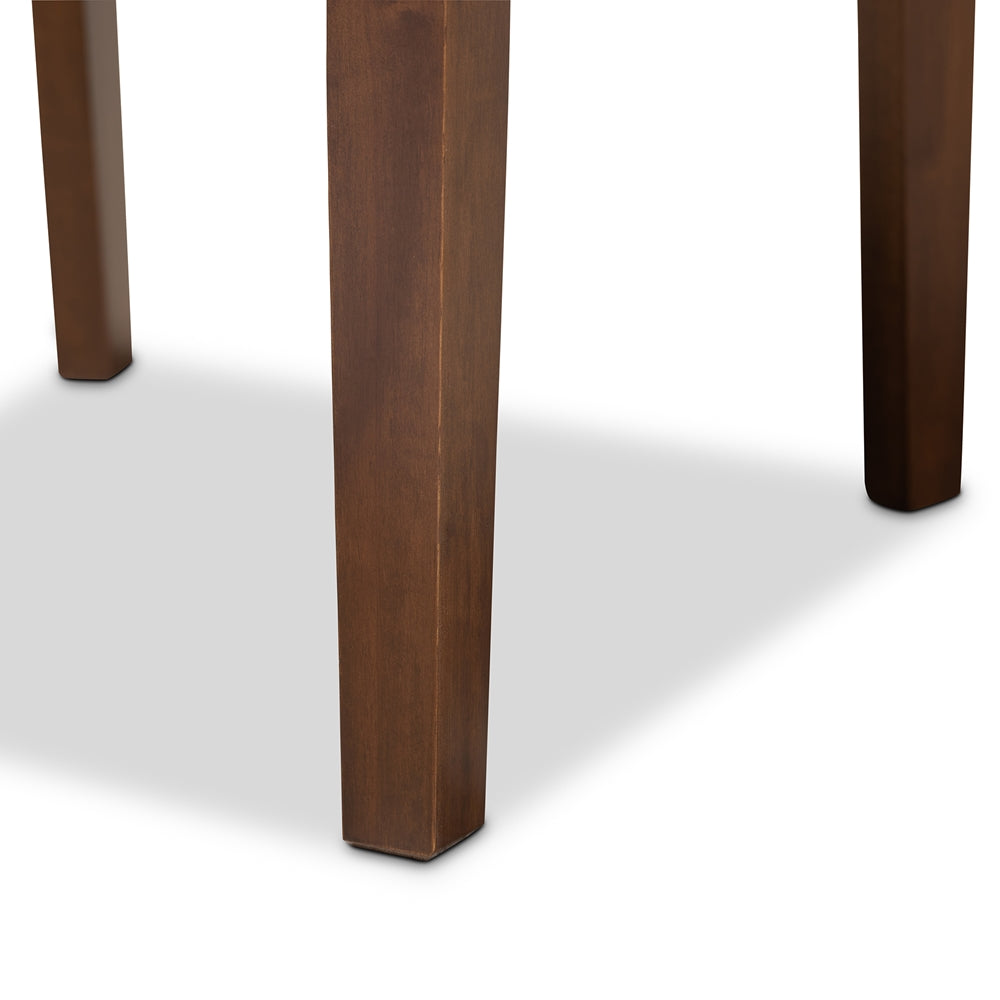 Caron Modern and Contemporary Grey Fabric Upholstered Walnut Brown Finished Wood 5-Piece Dining Set