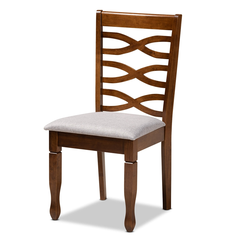 Ariane Modern and Contemporary Grey Fabric Upholstered and Walnut Brown Finished Wood 5-Piece Dining Set