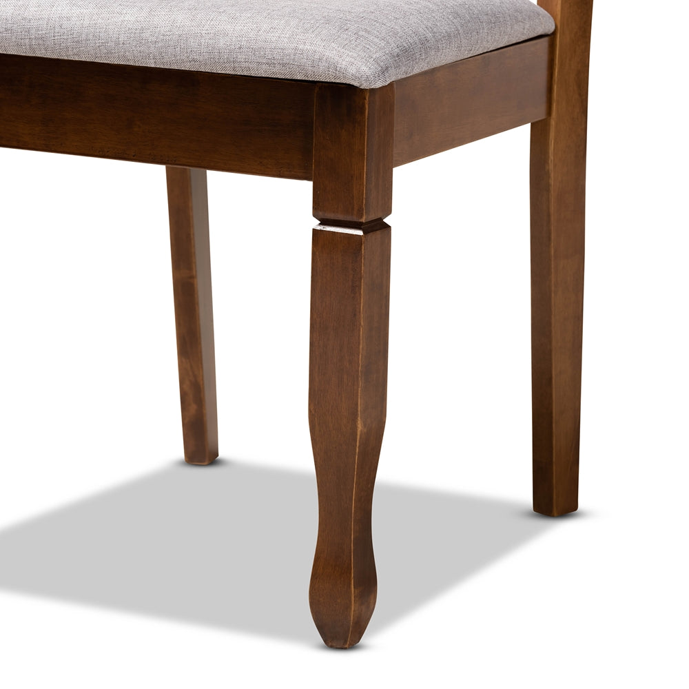 Ariane Modern and Contemporary Grey Fabric Upholstered and Walnut Brown Finished Wood 5-Piece Dining Set