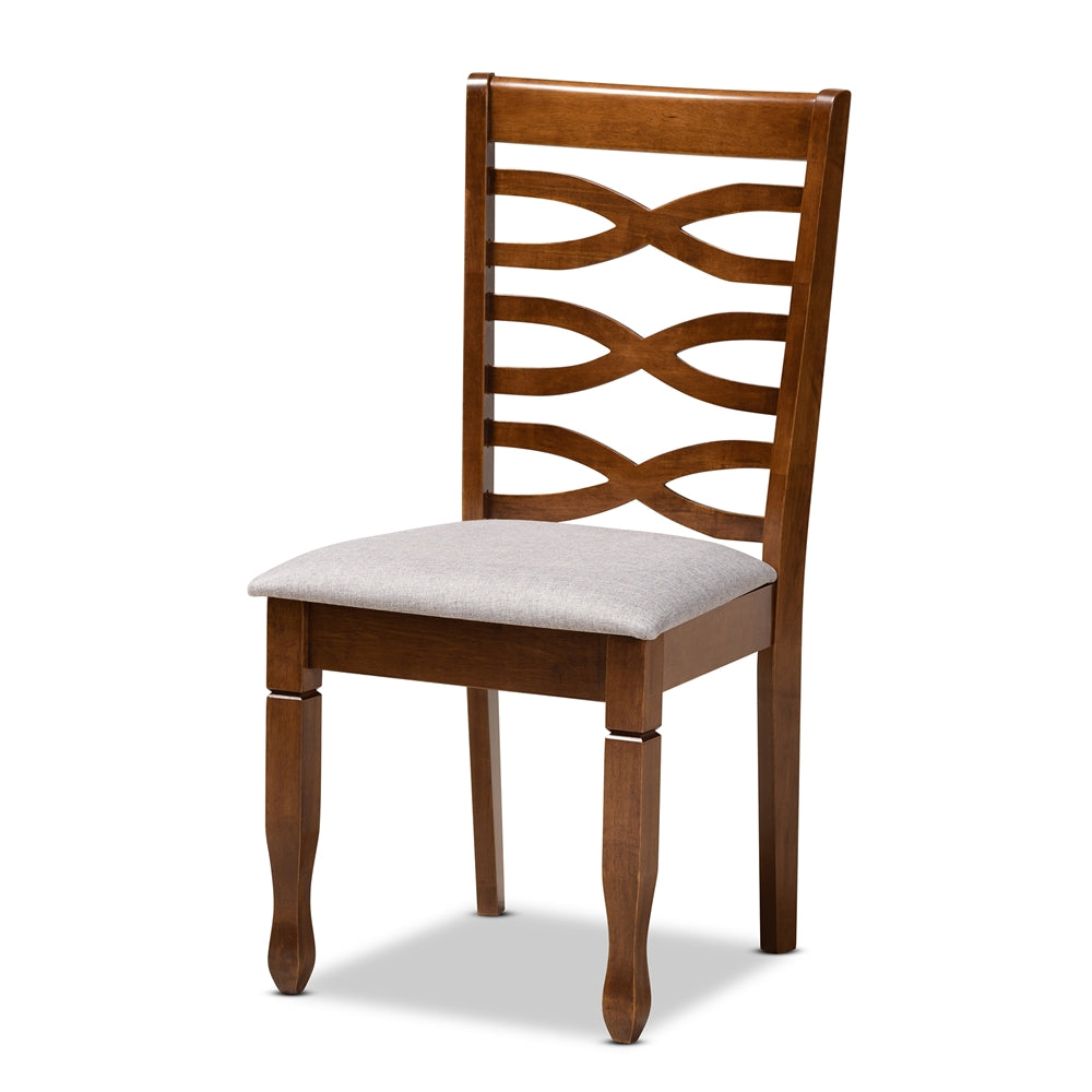 Aspen Modern and Contemporary Grey Fabric Upholstered and Walnut Brown Finished Wood 5-Piece Dining Set