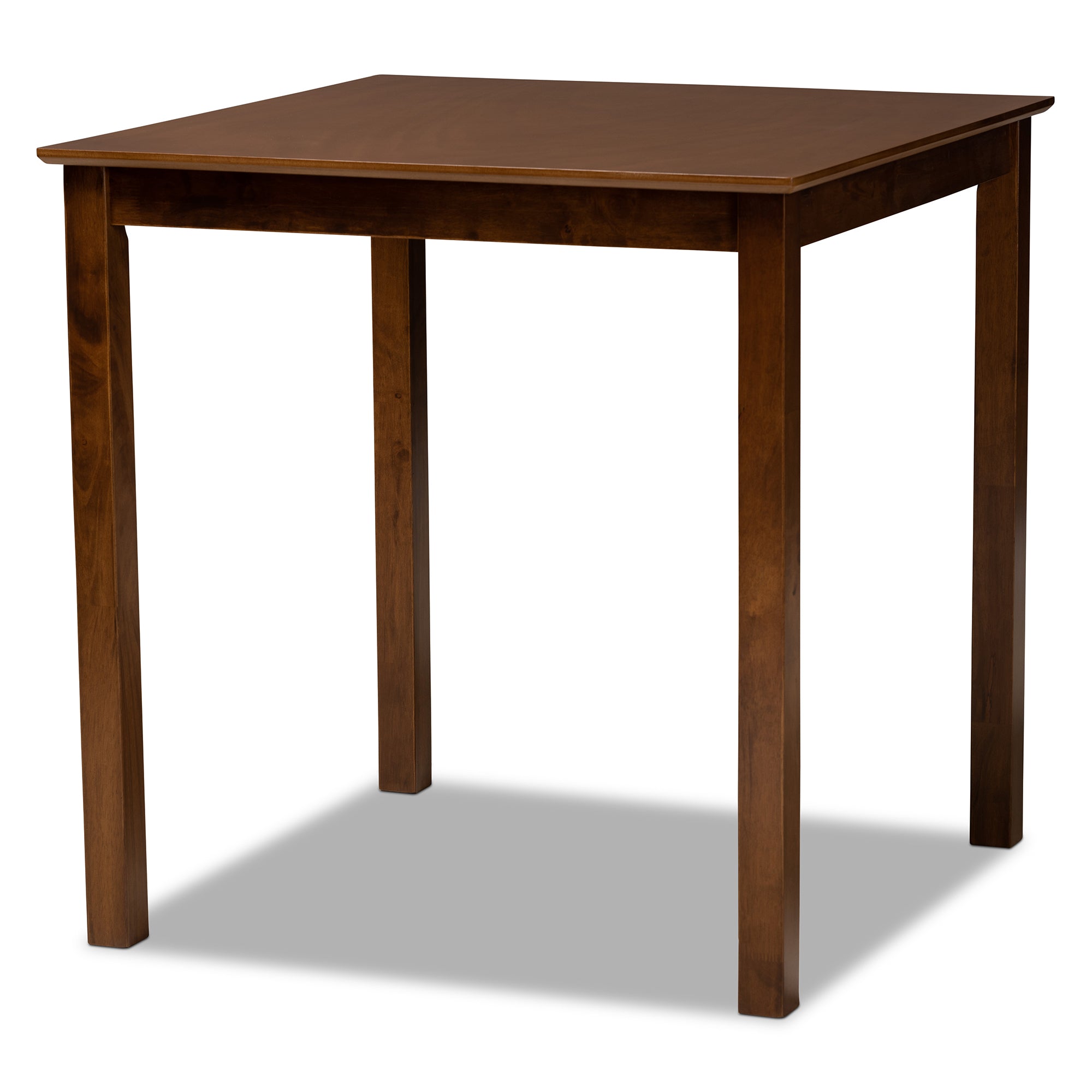 Lenoir Modern and Contemporary Grey Fabric Upholstered Walnut Brown Finished 5-Piece Wood Pub Set