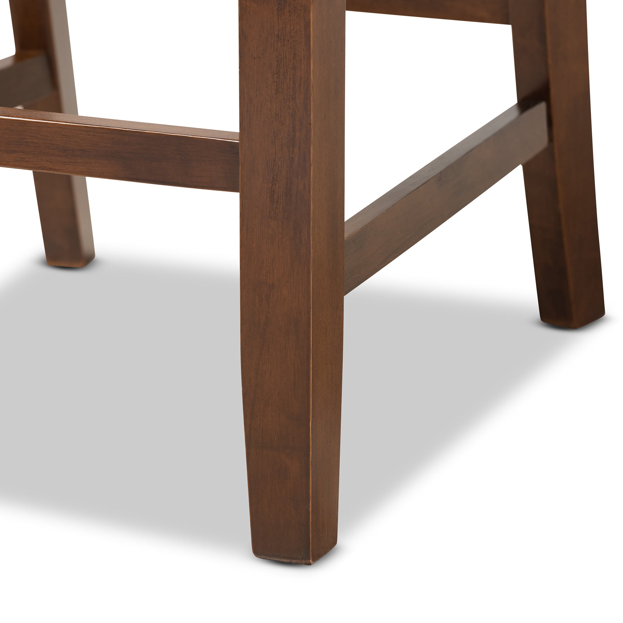 Lenoir Modern and Contemporary Grey Fabric Upholstered Walnut Brown Finished 5-Piece Wood Pub Set