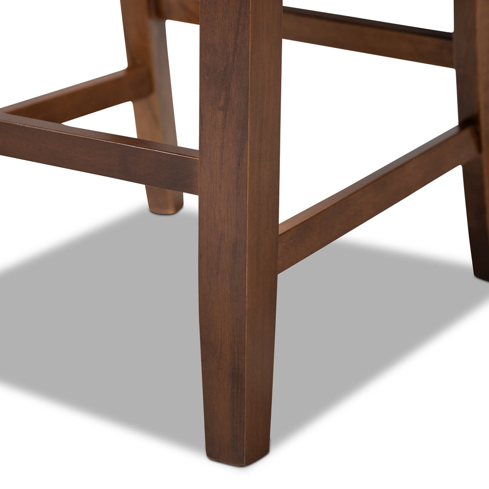 Caron Modern and Contemporary Grey Fabric Upholstered Walnut Brown Finished 2-Piece Wood Counter Height Pub Chair Set Set