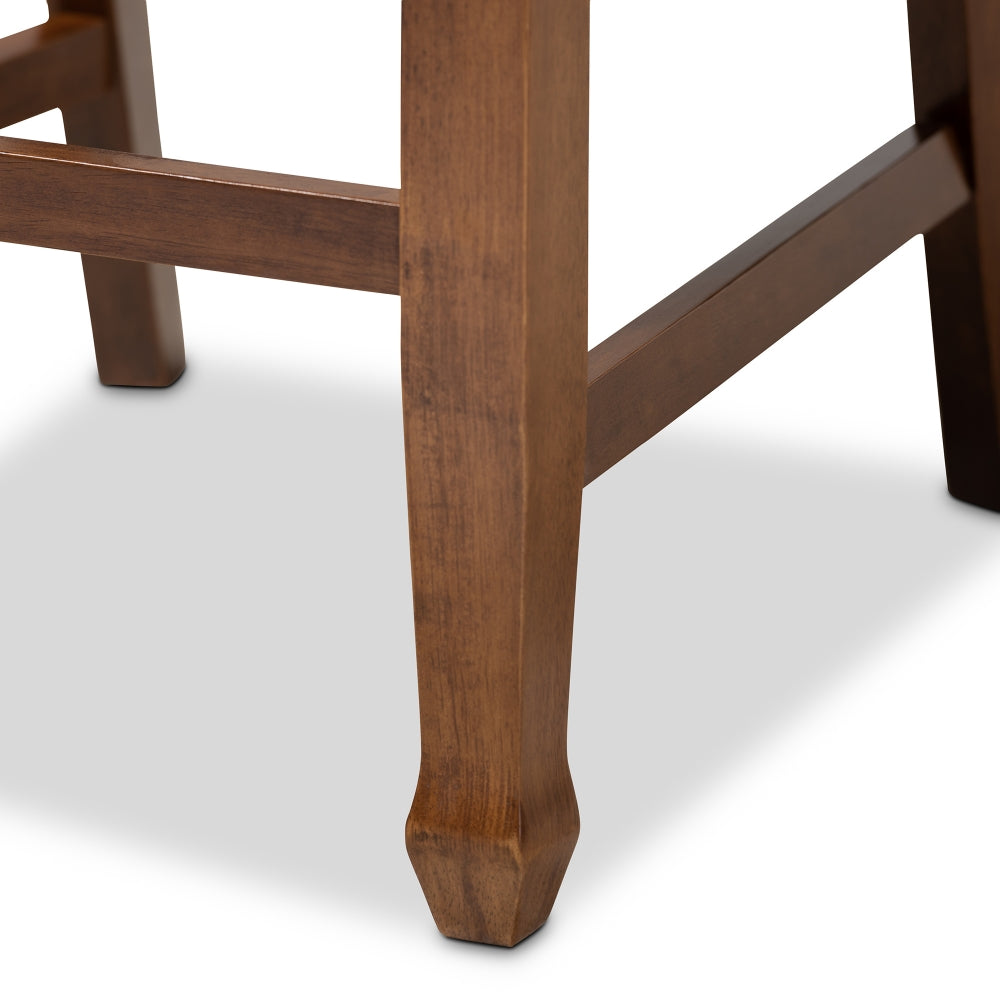 Lanier Modern and Contemporary Grey Fabric Upholstered Walnut Brown Finished 2-Piece Wood Counter Height Pub Chair Set Set