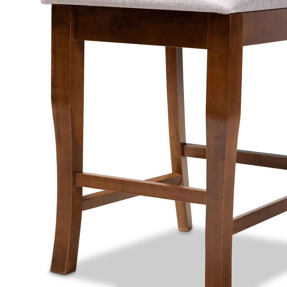 Aria Modern and Contemporary Grey Fabric Upholstered and Walnut Brown Finished Wood 2-Piece Counter Height Pub Chair Set