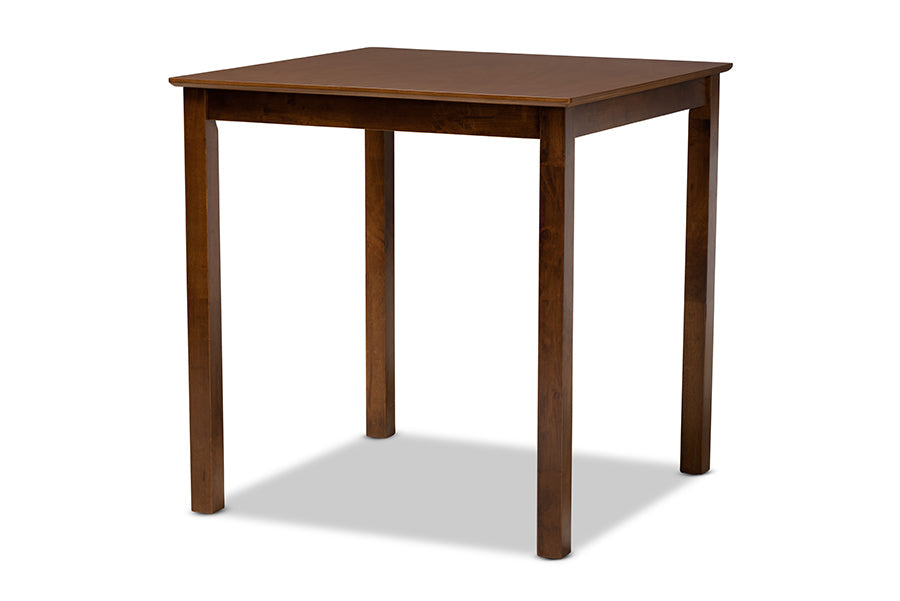 Verina Modern and Contemporary Grey Fabric Upholstered Walnut Brown Finished 5-Piece Wood Pub Set