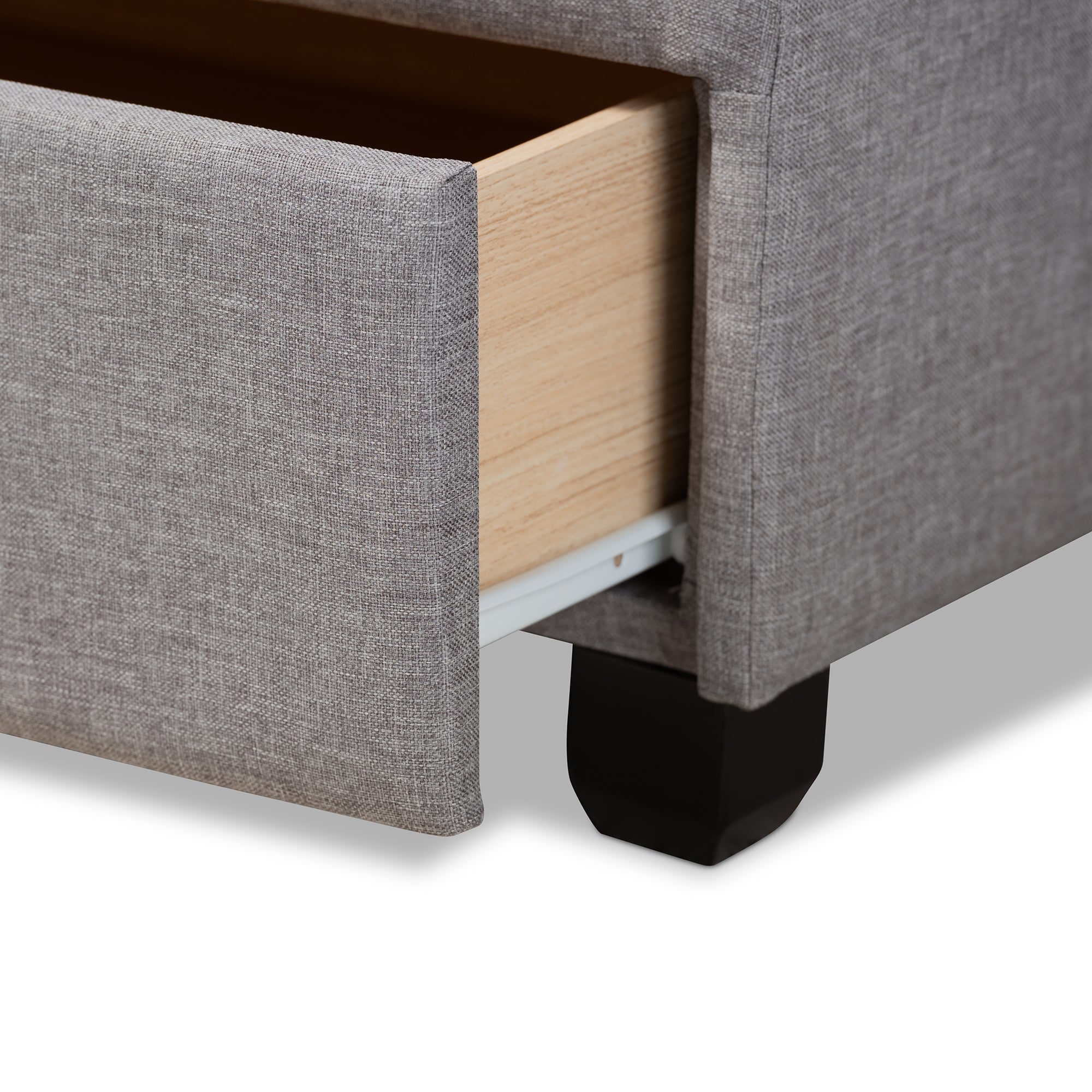 Netti Light Grey Fabric Upholstered 2-Drawer Queen Size Platform Storage Bed