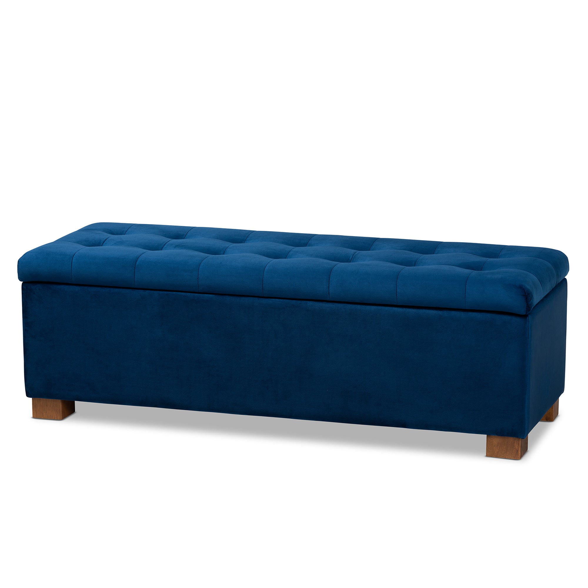 Roanoke Modern and Contemporary Navy Blue Velvet Fabric Upholstered Grid-Tufted Storage Ottoman Bench