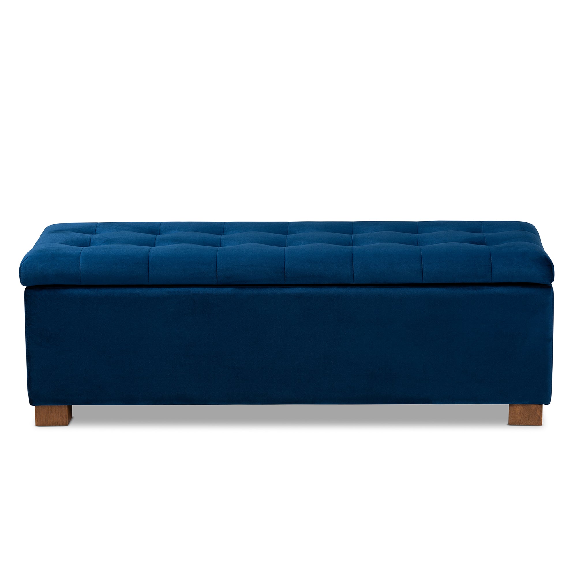 Roanoke Modern and Contemporary Navy Blue Velvet Fabric Upholstered Grid-Tufted Storage Ottoman Bench