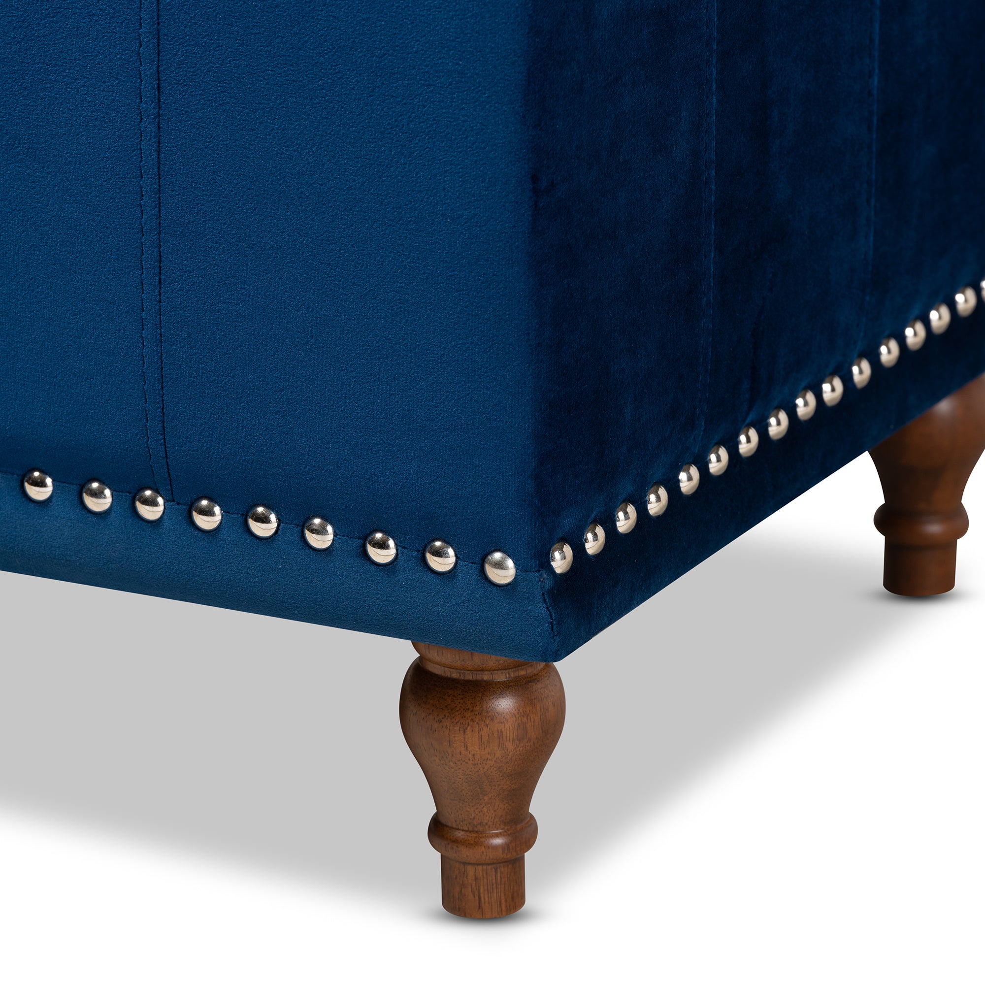 Kaylee Modern and Contemporary Navy Blue Velvet Fabric Upholstered Button-Tufted Storage Ottoman Bench