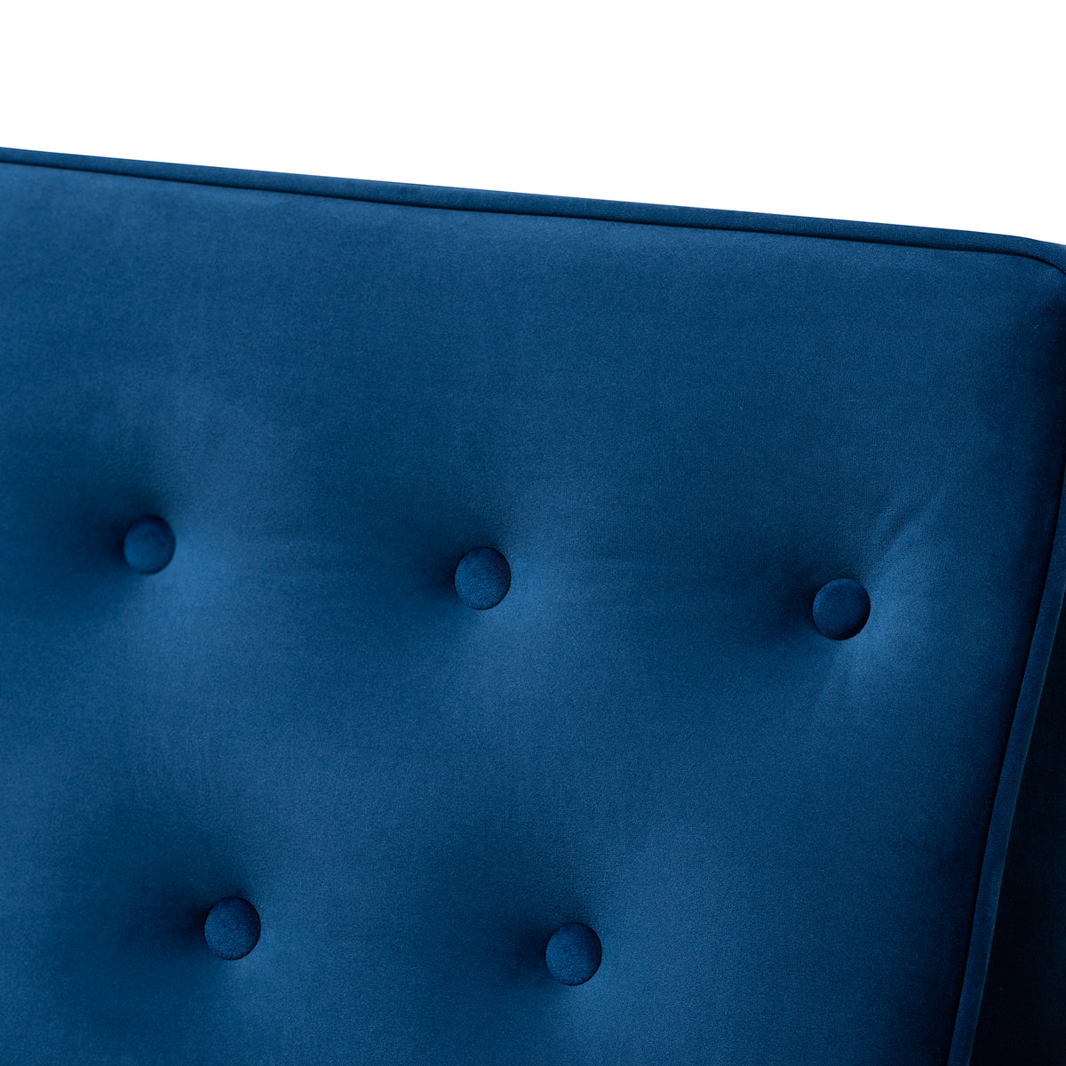 Sorrento Mid-century Modern Navy Blue Velvet Fabric Upholstered Walnut Finished Wooden Lounge Chair