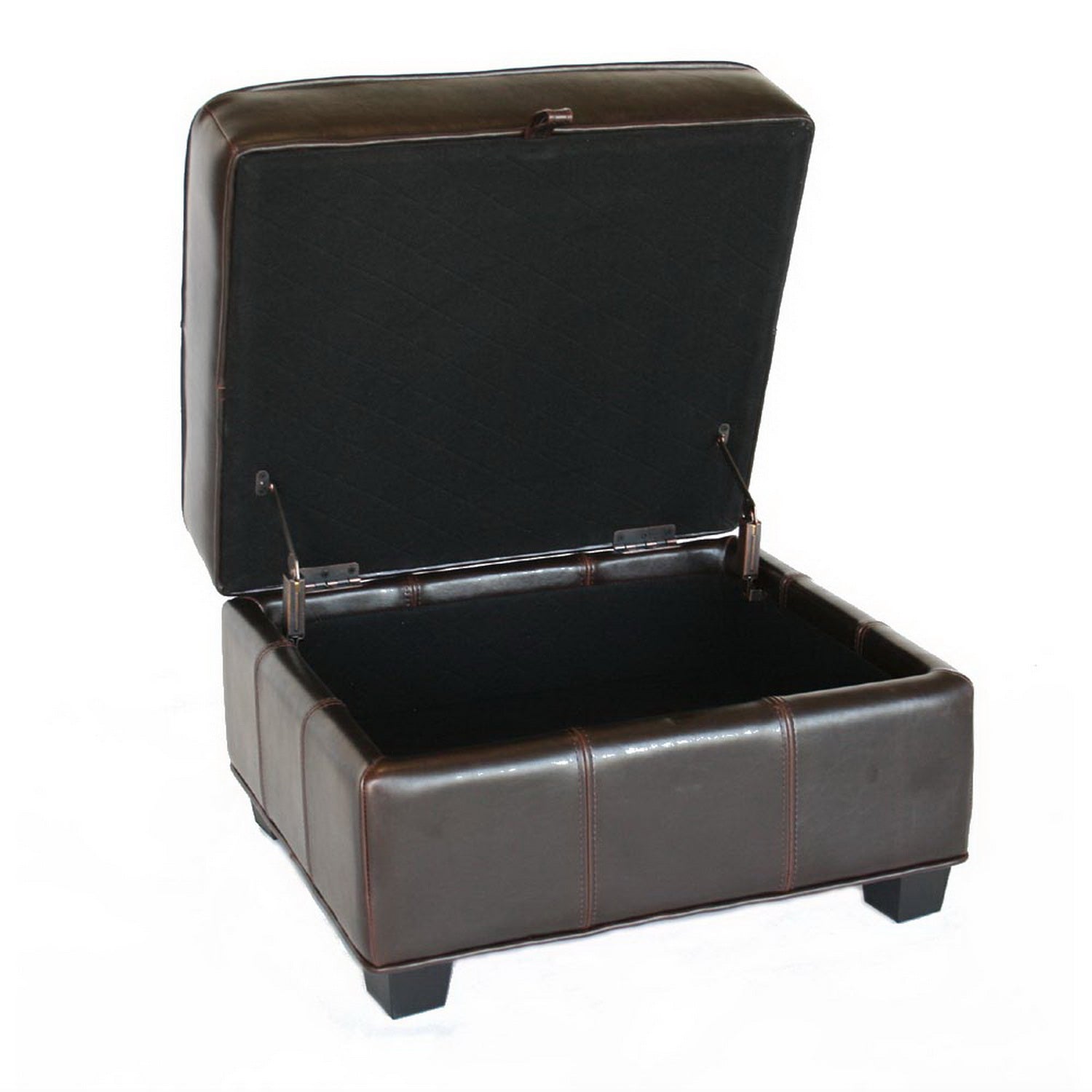 Brown Leather Storage Ottoman