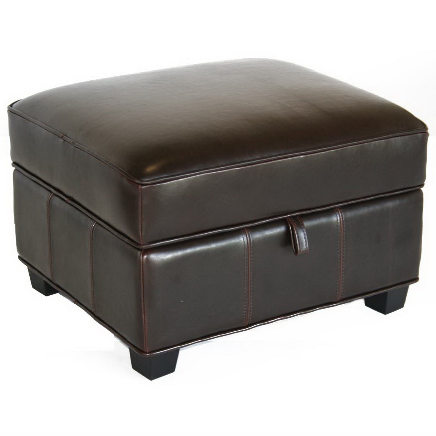 Brown Leather Storage Ottoman