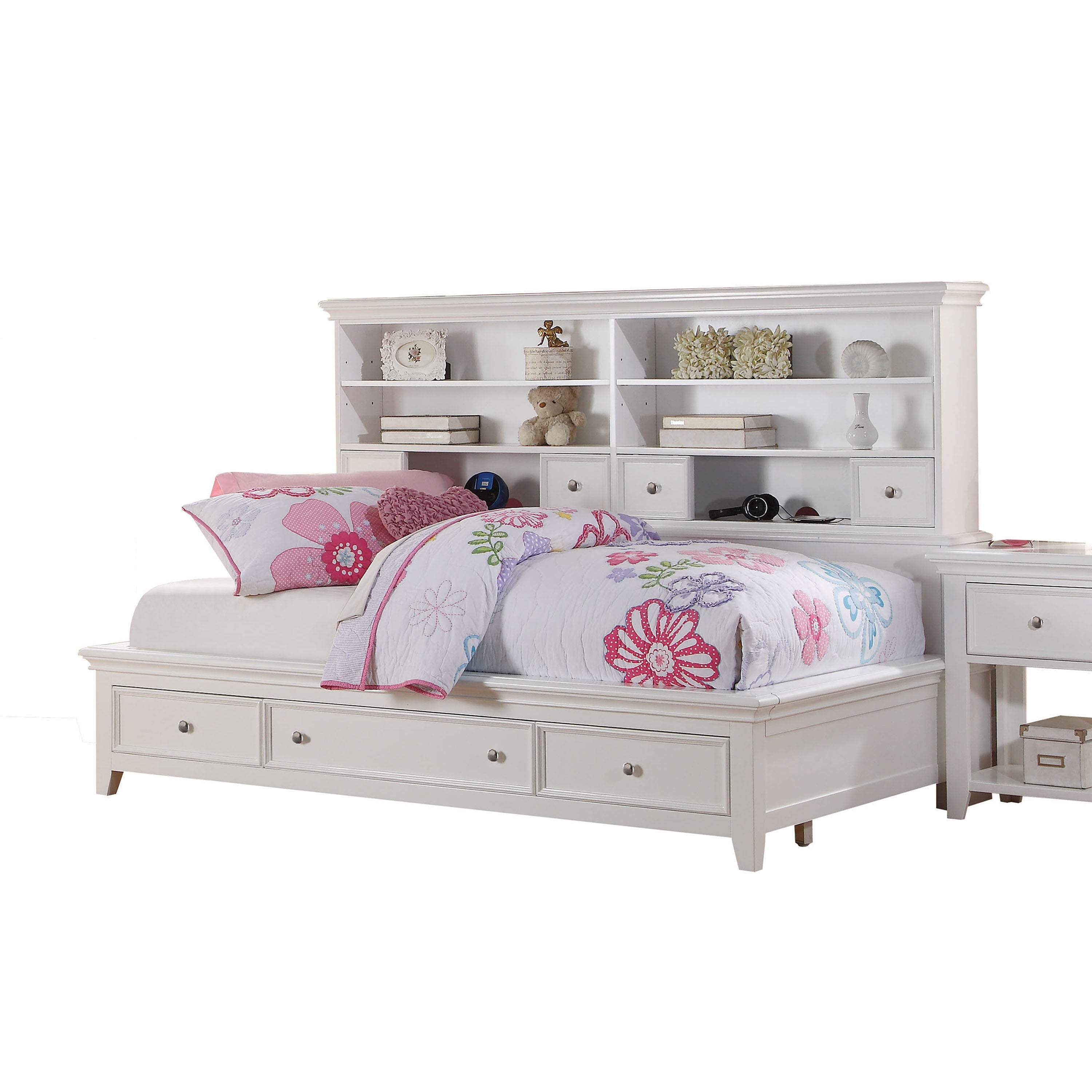 Monero Lacey Collection Twin Daybed in White – Sleek Wood Design with Storage