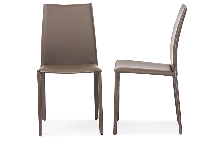 Rockford Modern and Contemporary Taupe Bonded Leather Upholstered Dining Chair (Set of 2)