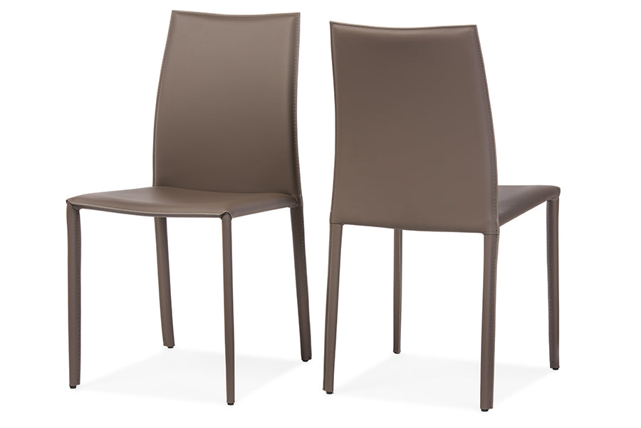 Rockford Modern and Contemporary Taupe Bonded Leather Upholstered Dining Chair (Set of 2)