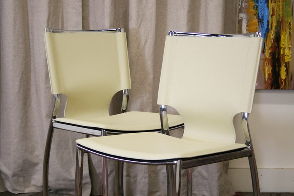 Montclare Ivory Leather Modern Dining Chair (Set of 2)