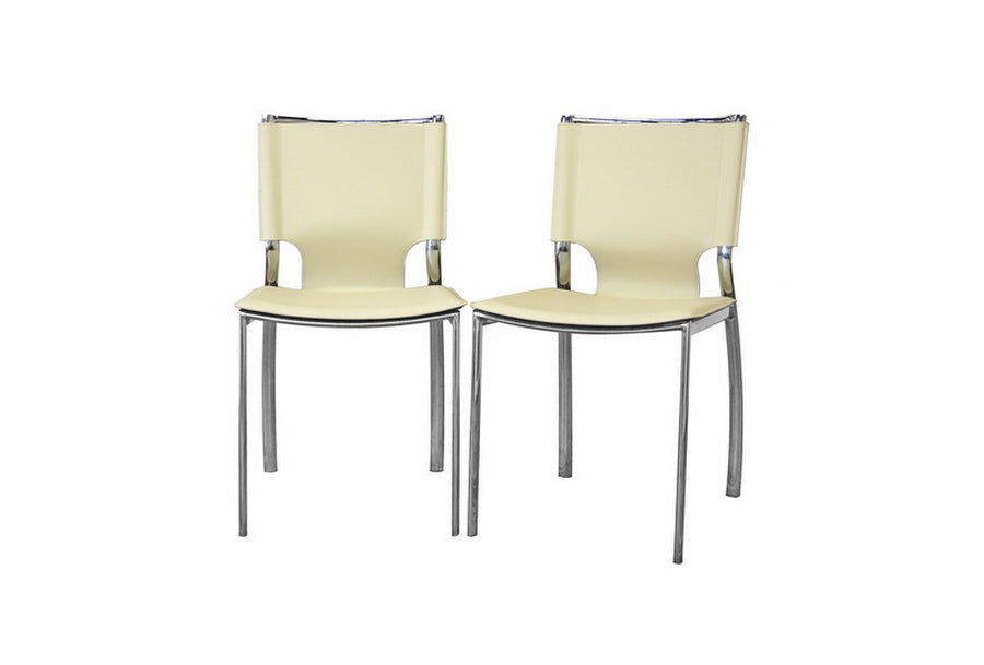 Montclare Ivory Leather Modern Dining Chair (Set of 2)