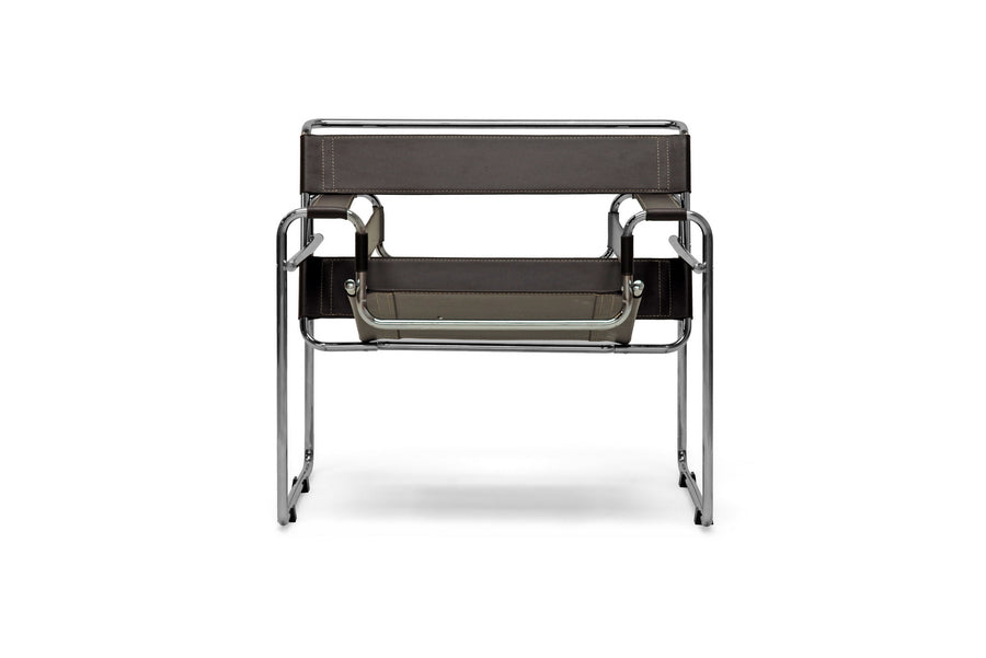 Jericho Brown Leather Mid-Century Modern Accent Chair