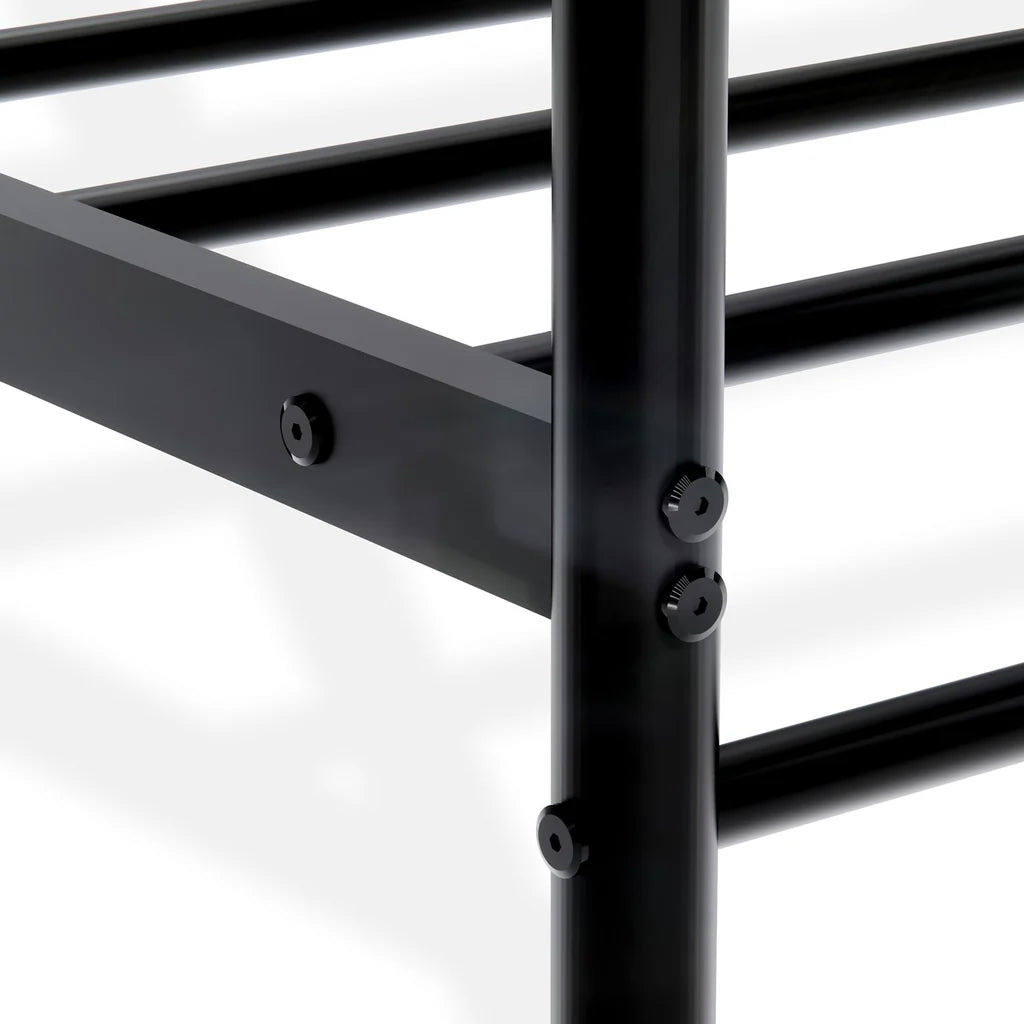 Elodia Nniston Queen Black Metal Canopy Bed – Modern Deluxe Design with Headboard & Footboard