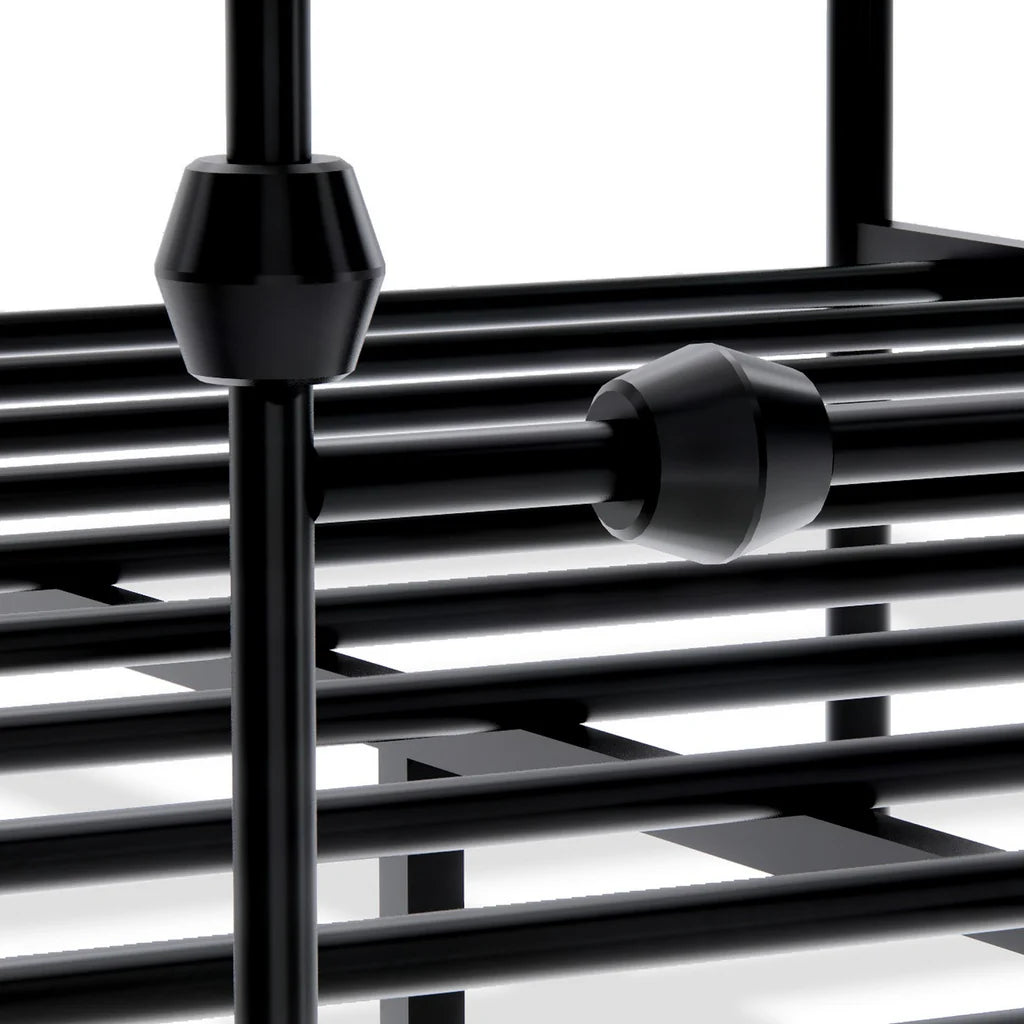 Elodia Nniston Queen Black Metal Canopy Bed – Modern Deluxe Design with Headboard & Footboard