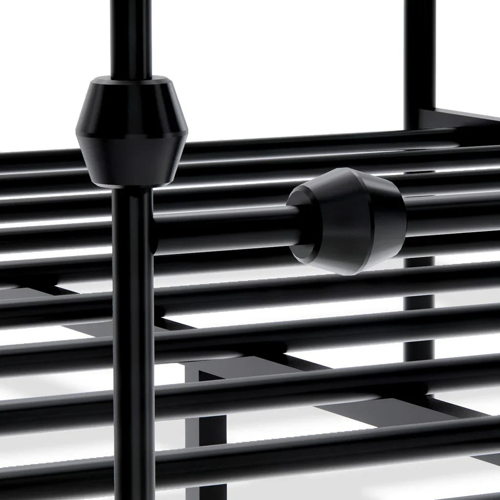 Elodia Nniston Queen Black Metal Canopy Bed – Modern De Design with Headboard & Footboard