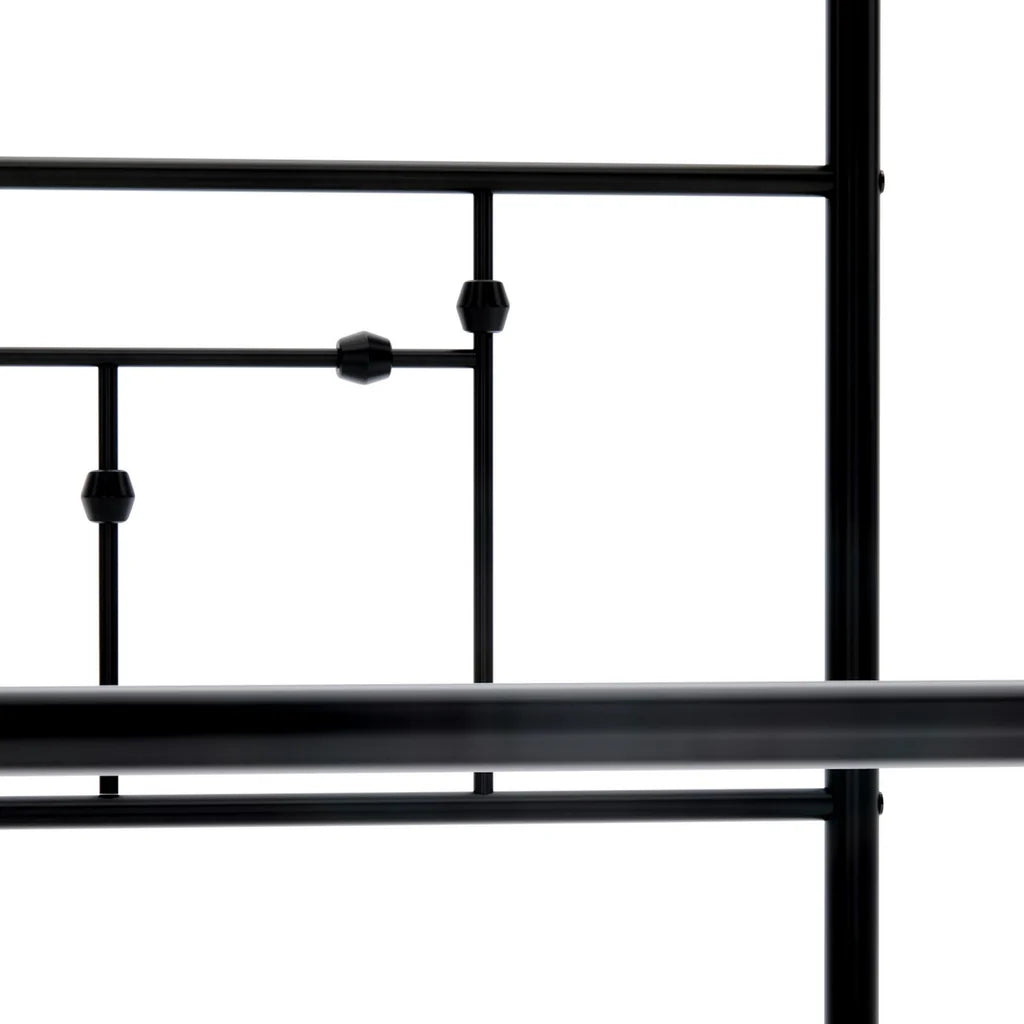 Elodia Nniston Queen Black Metal Canopy Bed – Modern Deluxe Design with Headboard & Footboard