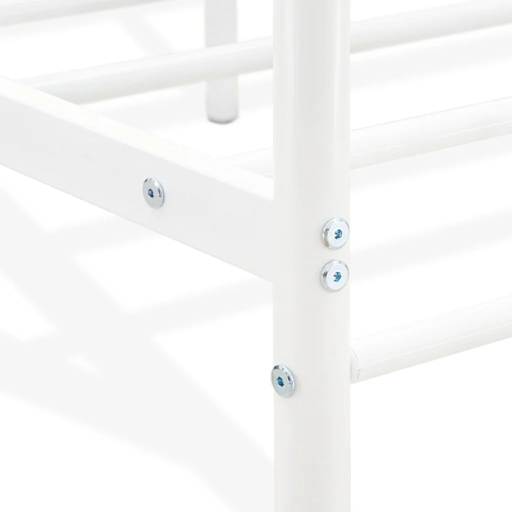 Canopy Anniston Queen White Metal Canopy Bed – Luxurious Style with Headboard & Footboard