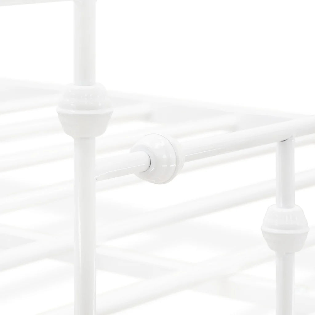 Canopy Anniston Queen White Metal Canopy Bed – Luxurious Style with Headboard & Footboard