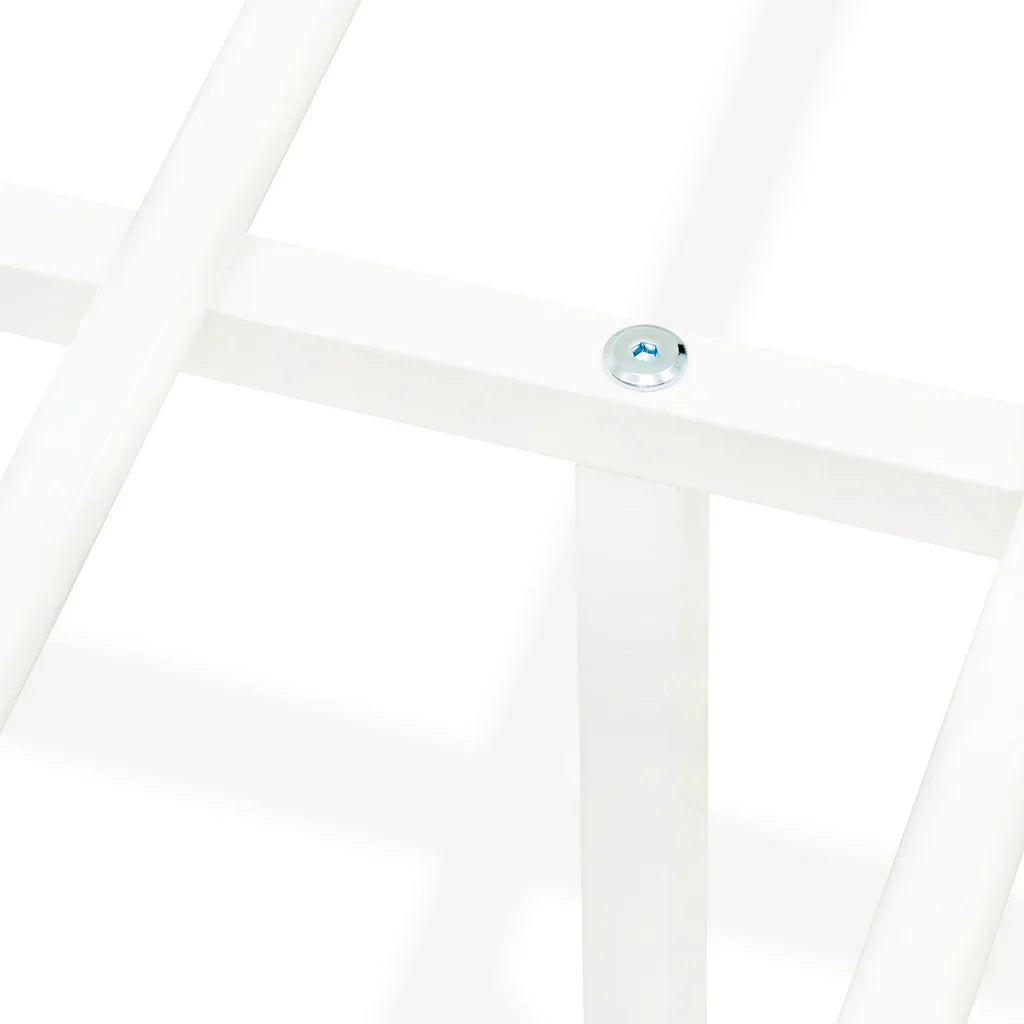 Canopy Anniston Queen White Metal Canopy Bed – Luxurious Style with Headboard & Footboard