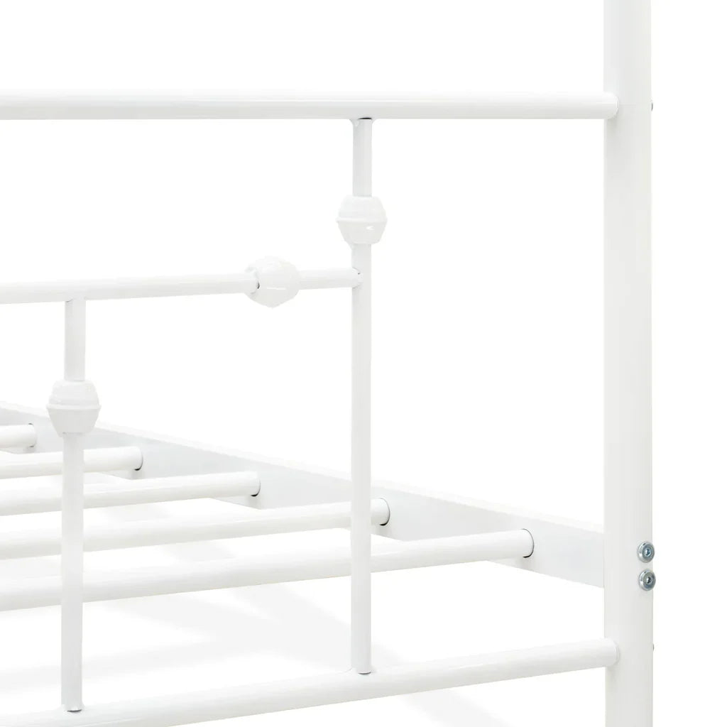 Canopy Anniston Queen White Metal Canopy Bed – Luxurious Style with Headboard & Footboard