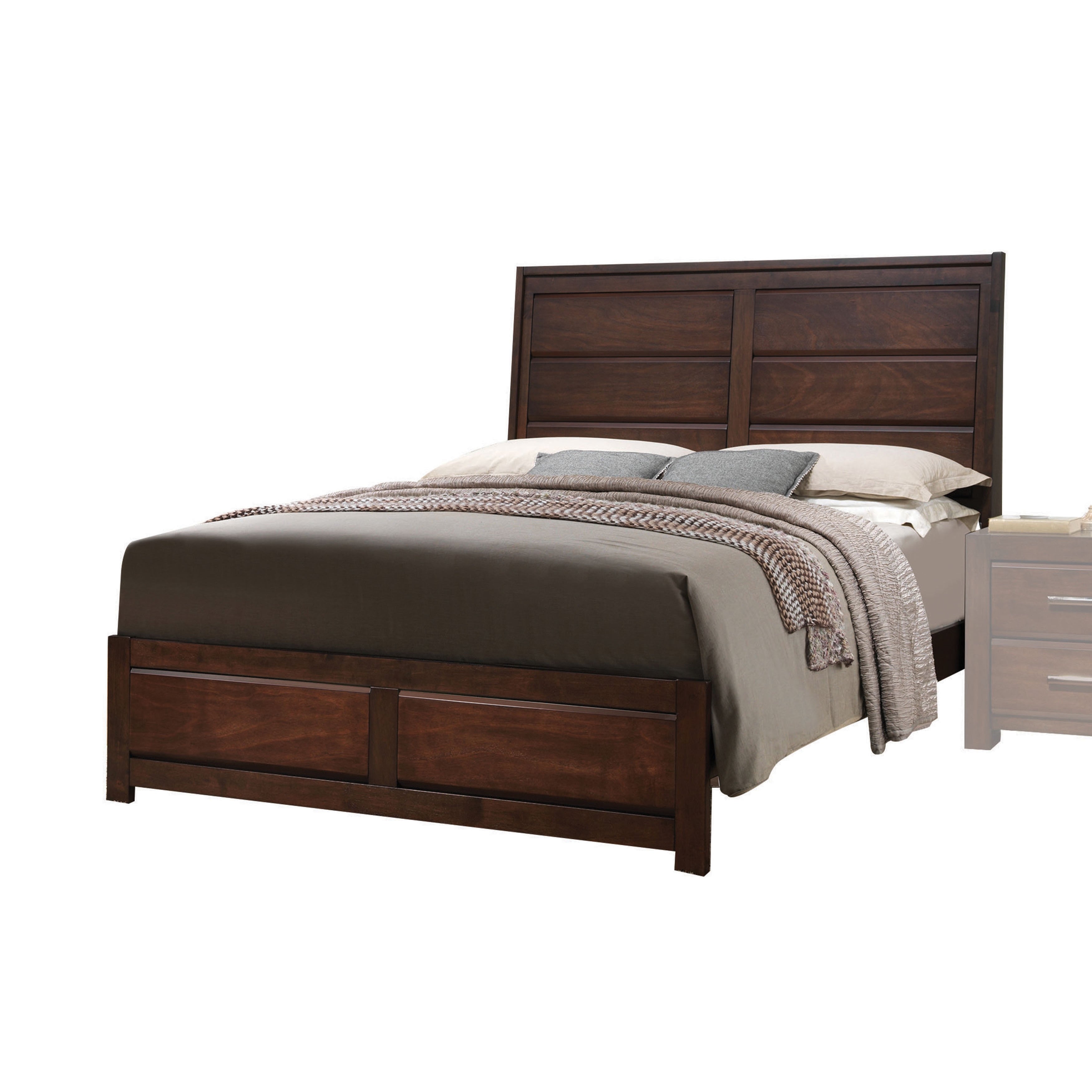 Ayush Oberreit Eastern King Walnut Wood Bed – Contemporary Panel Design