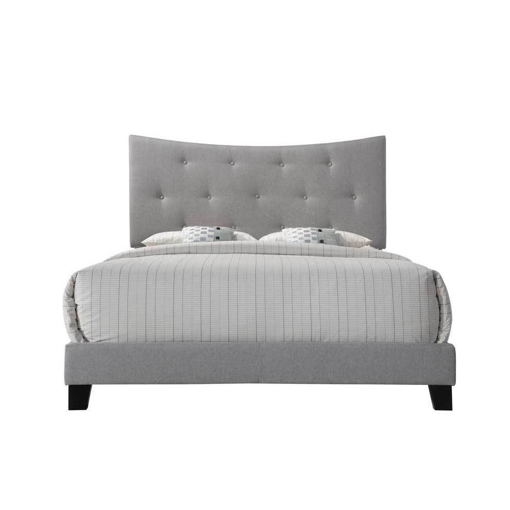 Naya Venacha Collection Queen Size Gray Fabric Bed Frame – Upholstered Panel Design Platform Bed